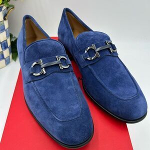 Men’s Salvatore Ferragamo blue suede loafers size 9E made in Italy